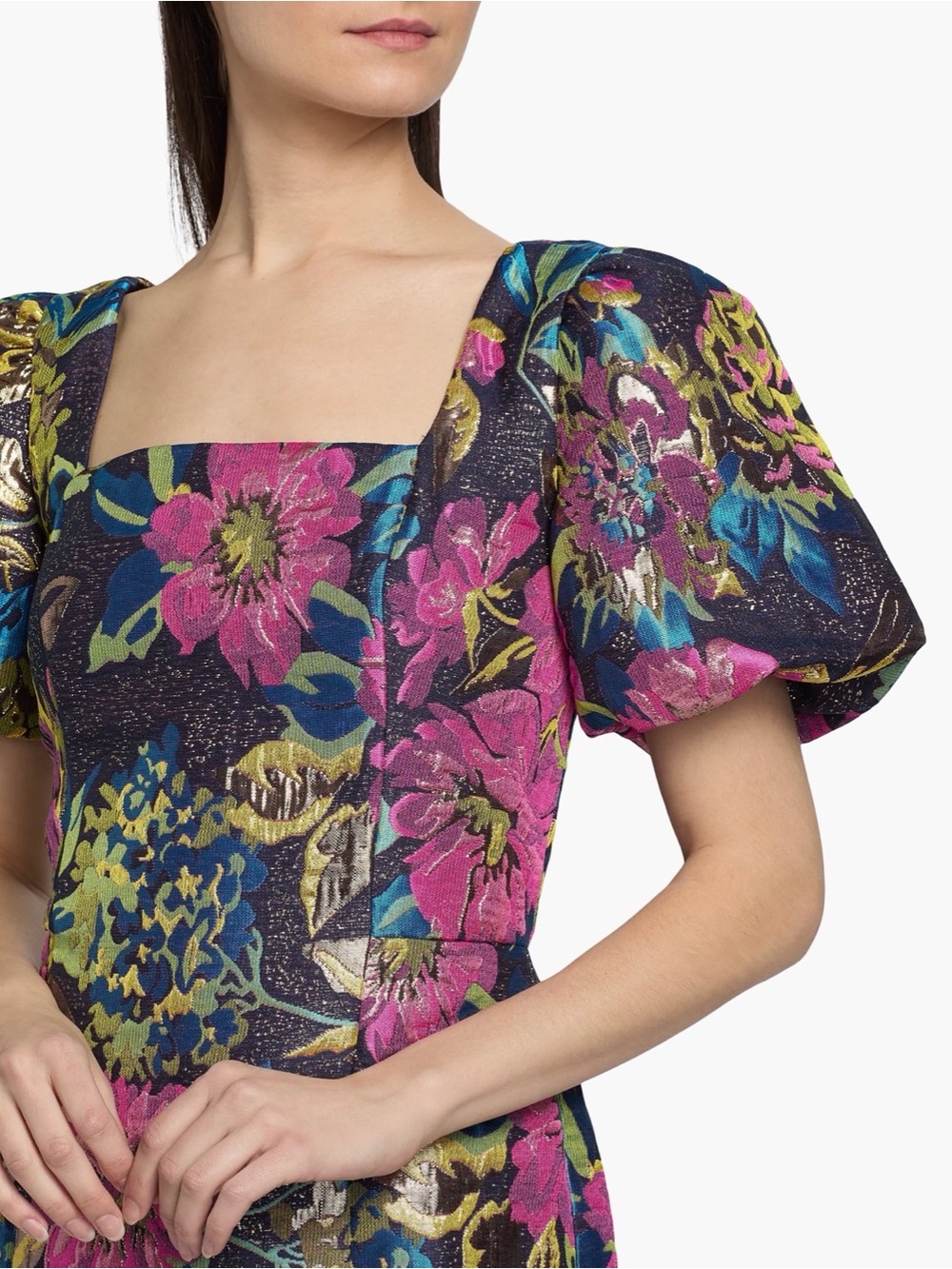 NWT Lilly Pulitzer Booker Brocade Floral Puff-Sleeve Romper/Mini Dress Size 14 - Picture 6 of 8